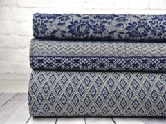 RESTST�CK 250 cm Strick Jacquard Streifenbord�ren, grau blau