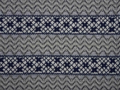 RESTST�CK 250 cm Strick Jacquard Streifenbord�ren, grau blau
