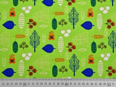 Jerseystoff Blumen und B�ume, hellgr�n