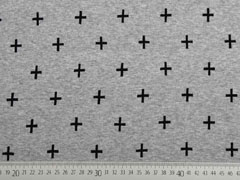 RESTST�CK 50 cm Bio-Jacquard Hamburger Liebe Kreuze, schwarz auf grau