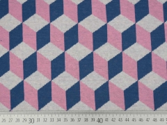 RESTST�CK 43 cm Bio-Jacquard Hamburger Liebe Rautenmuster, jeansblau rosa