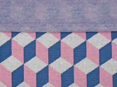 RESTST�CK 43 cm Bio-Jacquard Hamburger Liebe Rautenmuster, jeansblau rosa