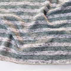 Strickstoff Streifen flauschige R�ckseite Meterware, mint grau