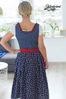 RESTST�CK 51 cm Baumwollstoff Bl�mchen Trachtenlook, dunkelblau