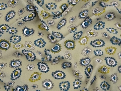 Blusenstoff Kreppstoff Paisley Muster, petrol taupe