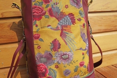 RESTST�CK 129 cm Dekosamt Velourstoff Blumen Kraniche, rot ocker