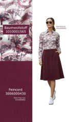 RESTST�CK 50 cm Baumwollstoff Baumwollsatin B�ume, bordeaux rosa