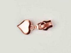 Schieber mit Herz f�r Rei�verschluss mit 6,5 mm Spirale, KUPFER