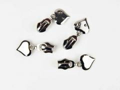 Schieber mit Herz f�r Rei�verschluss mit 6,5 mm Spirale, SILBER