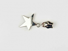 Schieber mit Stern f�r Rei�verschluss mit 6,5 mm Spirale, SILBER