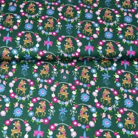 RESTST�CK 74 cm Baumwollstoff Rehe Schleifen Blumenkranz, dunkelgr�n