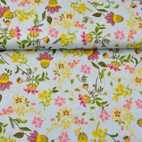 Baumwollstoff Blumen Ranken, pink hellmint