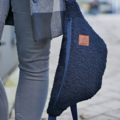 Boucle Stoff Schafsl�ckchen, dunkelblau