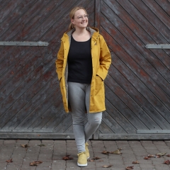 RESTST�CK 50 cm Baumwoll Twill Trenchcoat Stoff Stretch, ockergelb