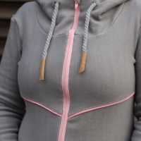 Jacquard Sweatstoff Drizzle K�stchenmuster, wei� grau