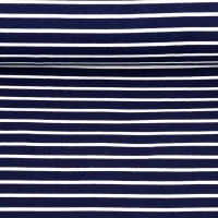 Sweatstoff French Terry Streifen, wei� dunkelblau