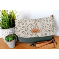 Dekostoff Zweige kleine Bl�tter Leinen Optik, gr�n natur