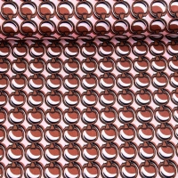 RESTST�CK 95 cm Baumwollstoff Stretch Kreise Ringe, braun rosa
