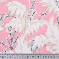 Dekostoff Baumwollstoff Bl�tter, wei� rosa