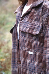 Mantelstoff Jackenstoff Glencheck Karomuster, grau rostbraun