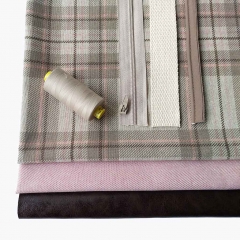 Dekostoff Karo Muster Quadrate, rosa dunkelbraun natur