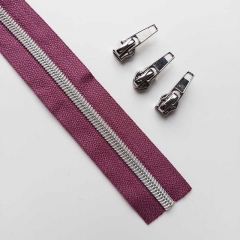 1 m Rei�verschluss metallisiert SILBER 6,5 mm Spirale + 3 Schieber, beere