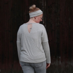 Strickstoff Feinstrick Stoff weich, khaki natur meliert