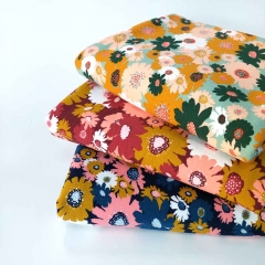 Soft Sweatstoff Blumen, ockergelb altmint