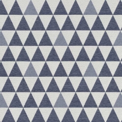 Dekostoff Dreiecke Triangles Jacquard Doubleface, cremewei� dunkelblau