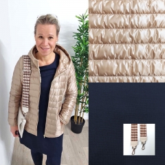 RESTST�CK 86 cm Steppstoff Streifen wattiert matt gl�nzend, beige