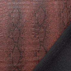 Lederimitat Krokopr�gung Schlangendruck, terracotta braun schwarz