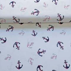 Sweatstoff French Terry Anker, dunkelblau rot wei�