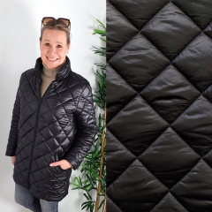 Steppstoff Rauten wattiert matt gl�nzend, schwarz