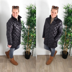 Steppstoff Rauten wattiert matt gl�nzend, schwarz