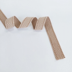 Jacquard Webband Zickzackmuster 2,5 cm breit, beige cremewei�