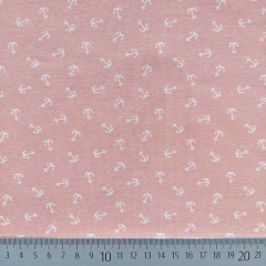 RESTST�CK 29 cm Jerseystoff kleine Anker, wei� altrosa