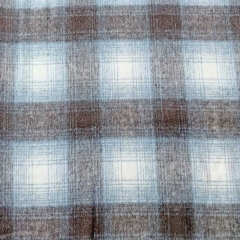 Wollstoff Karomuster Holzf�ller Style Webware, jeansblau dunkelbraun