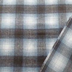 Wollstoff Karomuster Holzf�ller Style Webware, jeansblau dunkelbraun
