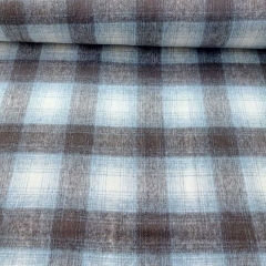 Wollstoff Karomuster Holzf�ller Style Webware, jeansblau dunkelbraun