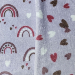 RESTST�CK 139 cm Wellnessfleece Stoff Regenbogen Herzen Doubleface Pl�sch, helllila