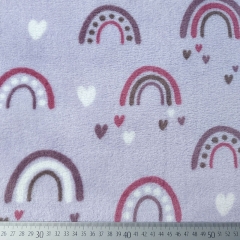 RESTST�CK 139 cm Wellnessfleece Stoff Regenbogen Herzen Doubleface Pl�sch, helllila