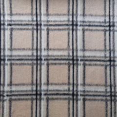 Jackenstoff Karomuster flauschig weich Woolblend, schwarz wei� beige