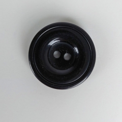Knopf rund 40 / 25 mm 2 L�cher zum Ann�hen Bottoni Italiani, schwarz