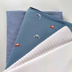 Jerseystoff Autos, wei� schwarz rauchblau
