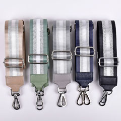 Taschengurt Taschenriemen Streifen Glitzer 5 cm-gr�n silber wei�- dk.gr�nes Leder-silber Schnallen