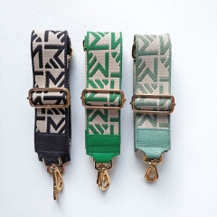 Taschengurt Taschenriemen abstraktes Muster- mint ecrue- mint Leder-gold Schnallen