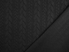 Jacquardjersey Stoff Zopfmuster, schwarz