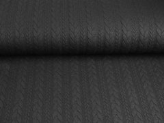 Jacquardjersey Stoff Zopfmuster, schwarz
