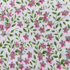 Viskose Stoff Popelin Bl�mchen Zweige Blusenstoff, pink wei�