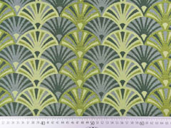 Dekostoff Jacquard Stoff F�cher, gelbgr�n moosgr�n
